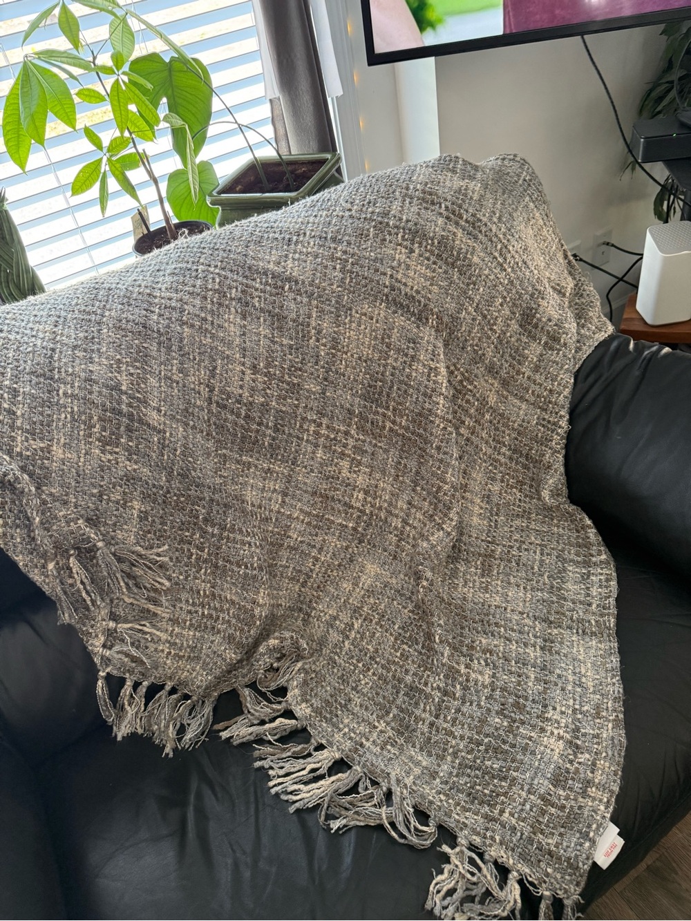 Bella Lux Gray Woven Fringe Throw Blanket - Cozy Home Bedding